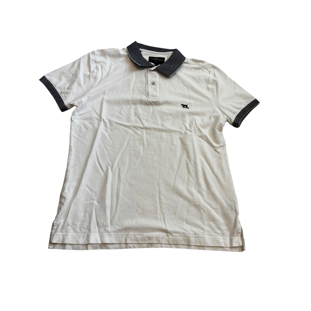 Rodd & Gunn Polo Shirt Small White Sports Fit Cotton Contrast Trim Pointer Dog